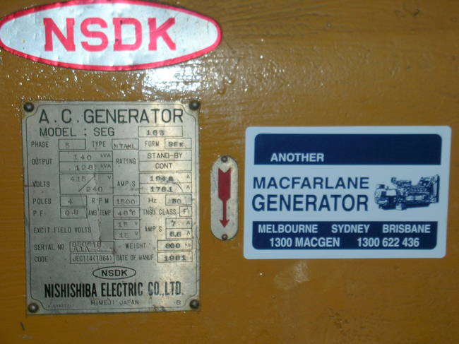 128kVA NSDK Alternator