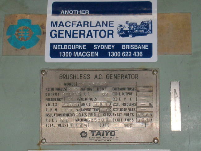 130kVA Taiyo T7 557A1 Alternator
