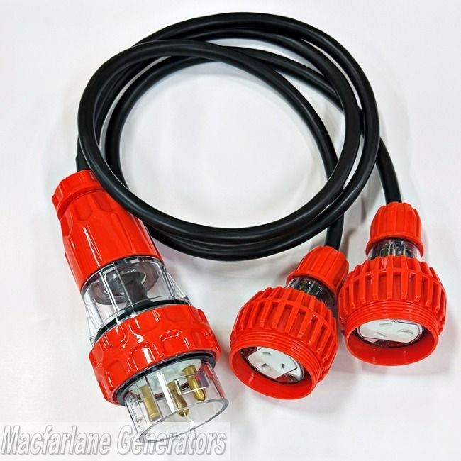 32 Amp 15A Power Cable Plug to Twin (1.2M)
