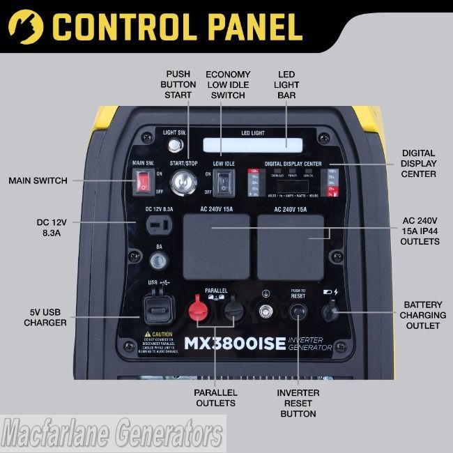 3.8kVA Maxwatt Digital Inverter Electric Start Generator (MX3800iSE)