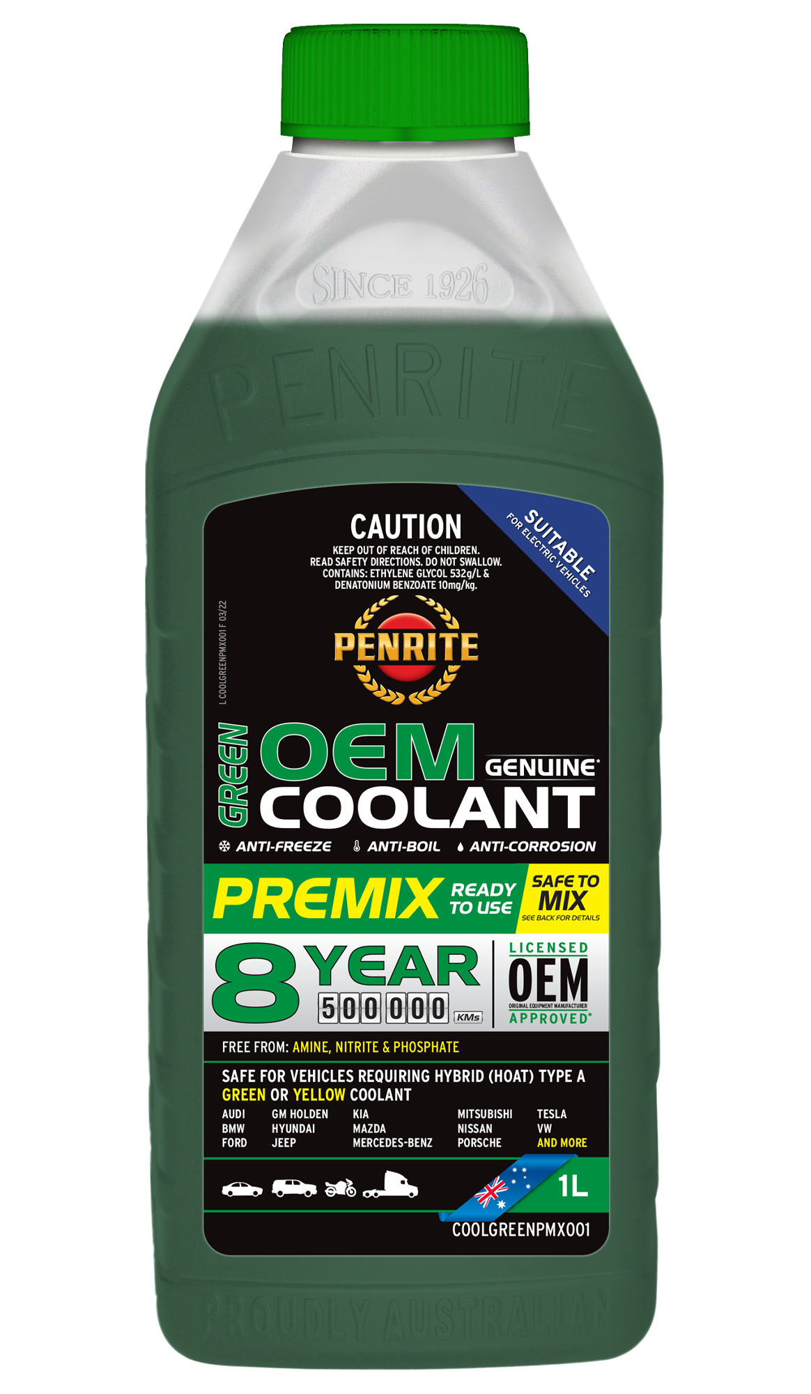 1L Penrite Green OEM Coolant - Ready to use