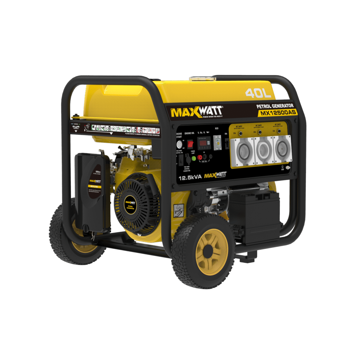 12.5kVA Maxwatt Petrol Generator Electric Start with 2 Wire Auto Start (MX12500AS)-3