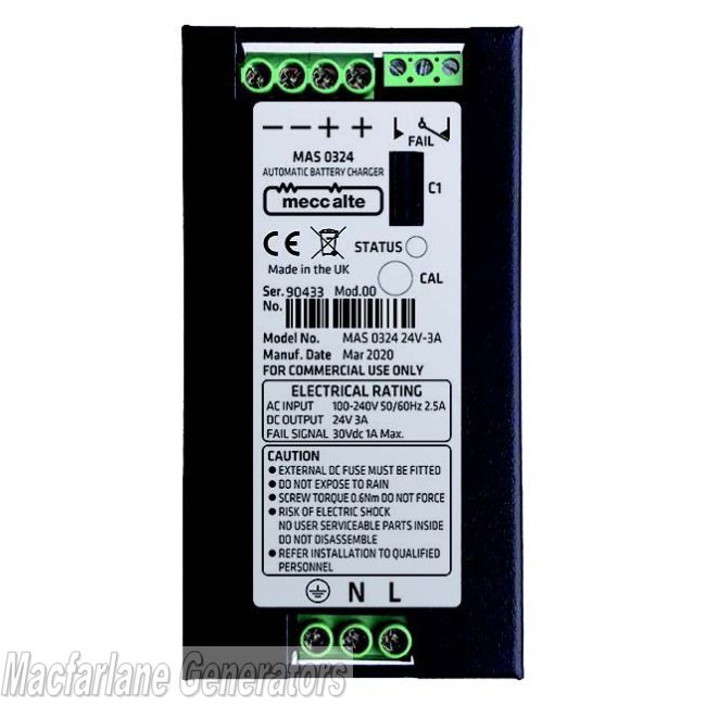 Meccalte Automatic Battery Charger 24V 3A (MAS0324R)