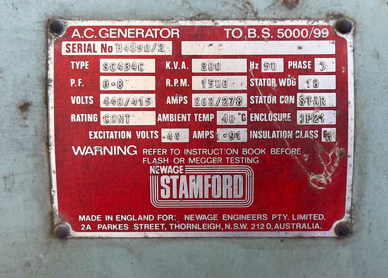 200kVA Pre-owned GEC Dorman Open Generator Set (U560)-5