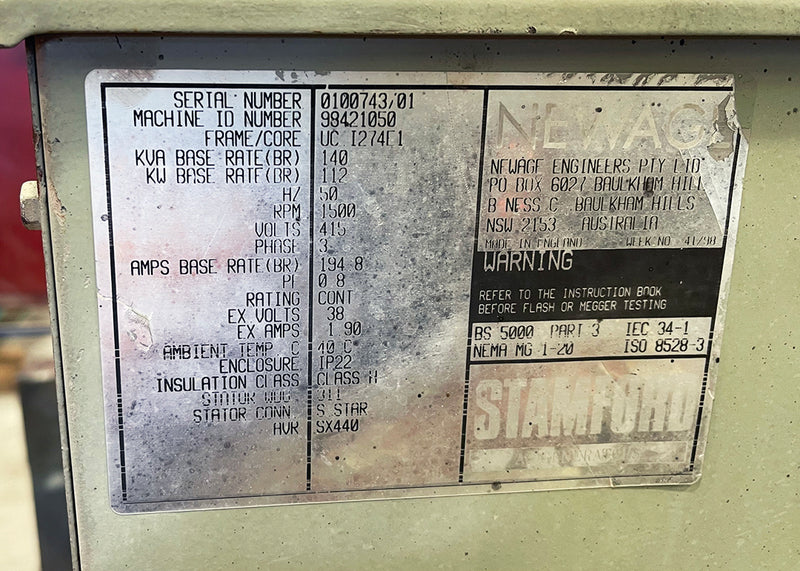 130kVA Pre-owned Dorman Open Generator Set (U626)-4